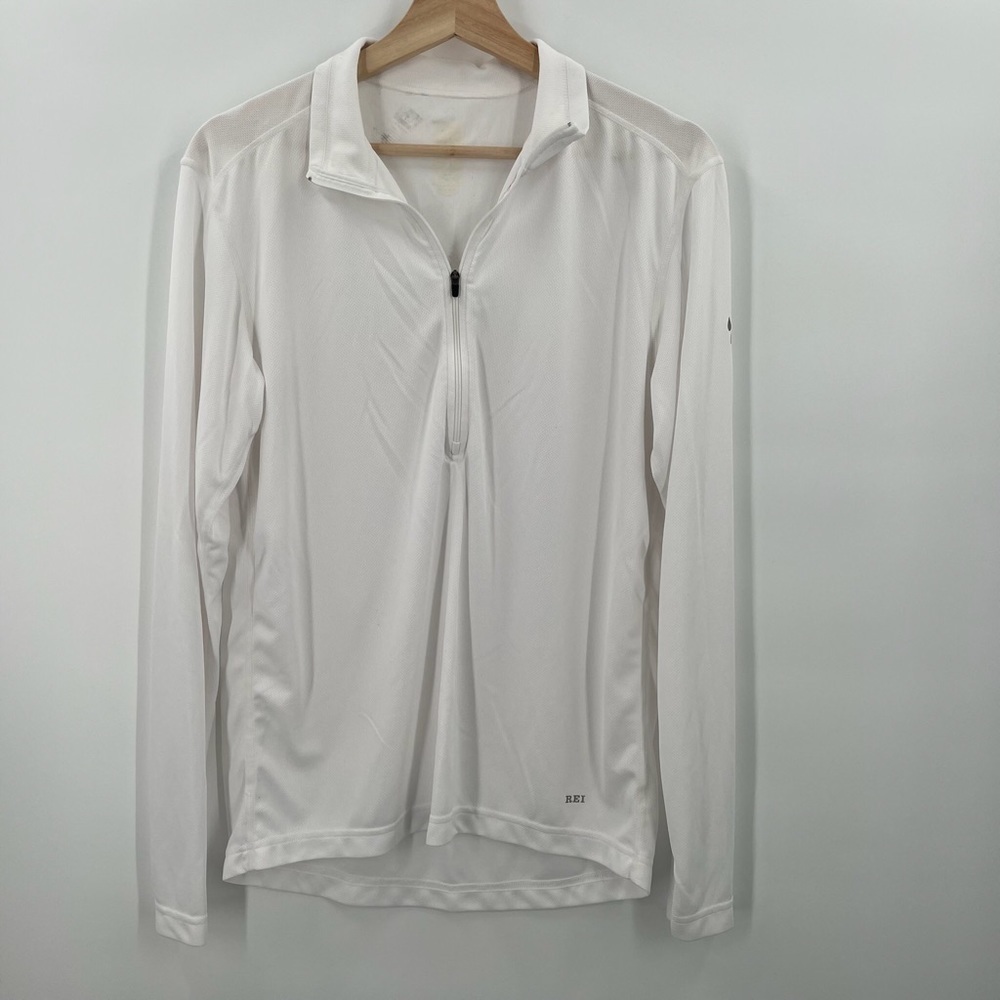 REI White Dri-Fit Pullover 1/4 zipper